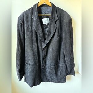 REMY Vintagr Suede Leather Blazer Jacket Black Classic USA Fall Preppy 44